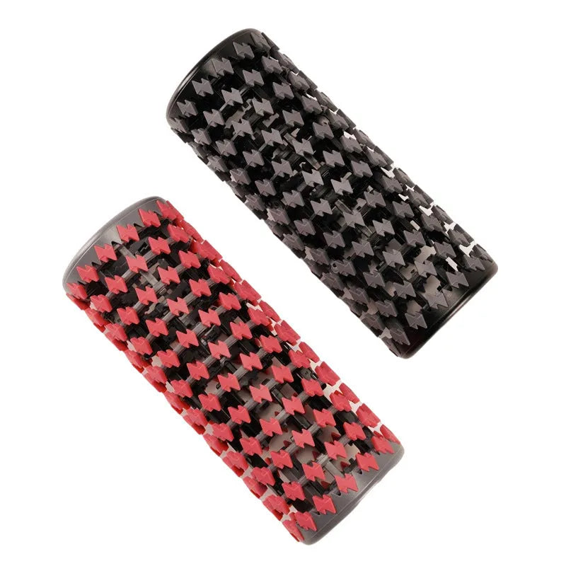 Adjustable telescopic foam roller extended to 45cm length in red colour