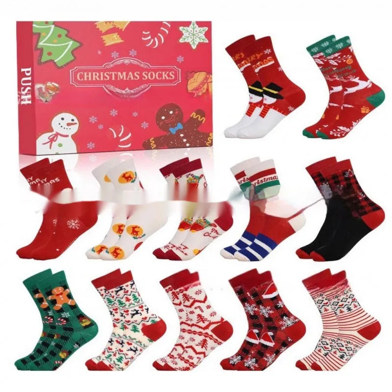Christmas socks blind box resin ornament in one of seven colour designs for holiday decoration