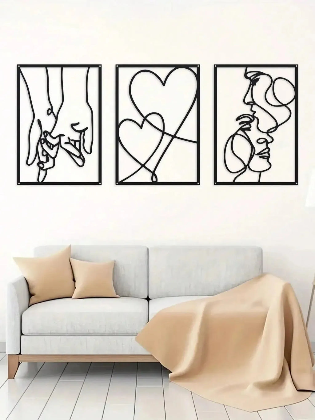 Three iron wall decorations in modern simplicity style for bedroom and living room