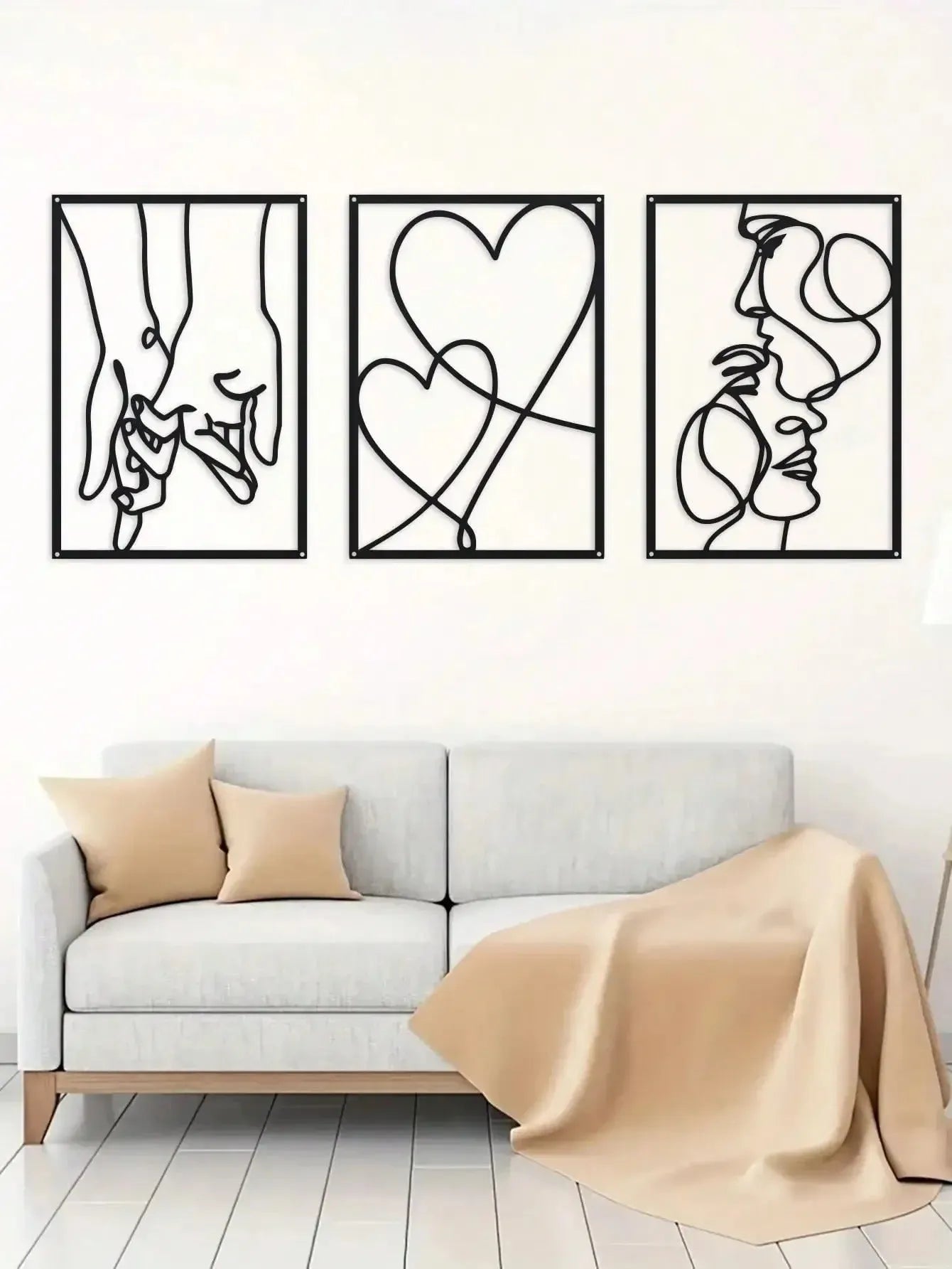 Three iron wall decorations in modern simplicity style for bedroom and living room
