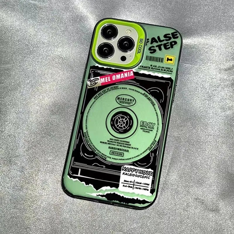 Apple iPhone TPU electroplating shockproof back cover with cute print in Double Layer MD Green