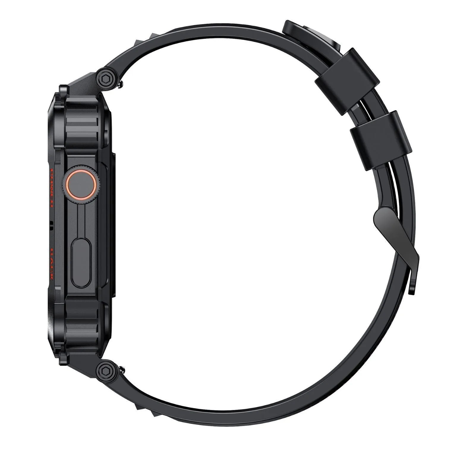 K57PRO Bluetooth Smartwatch in Black showing TFT screen with touch button interface