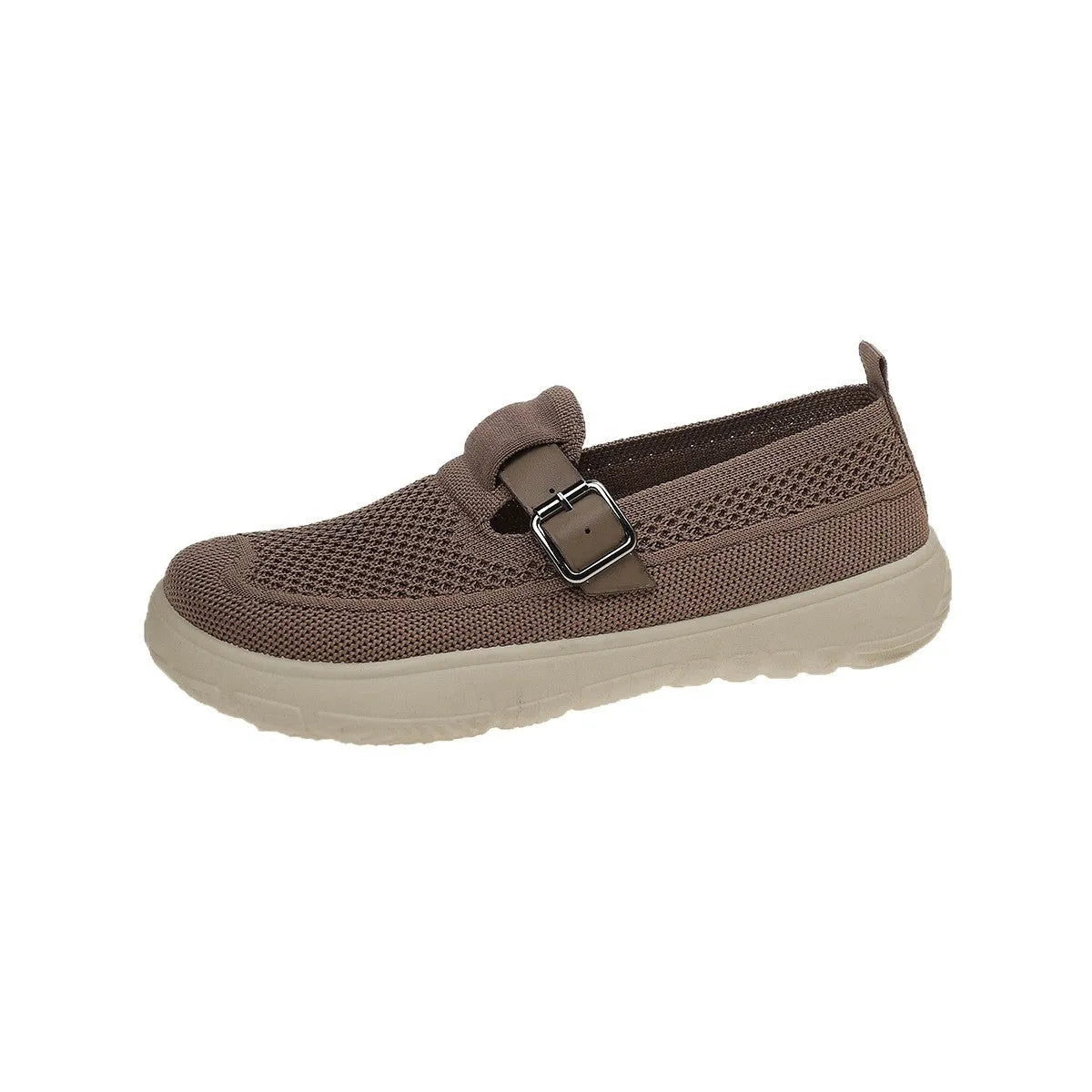 Slip-on sneaker with Flyknit upper, mid-top wedge heel, available in beige, black, brown