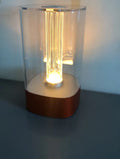 LED touch atmosphere bedside lamp with USB charging in rose gold finish