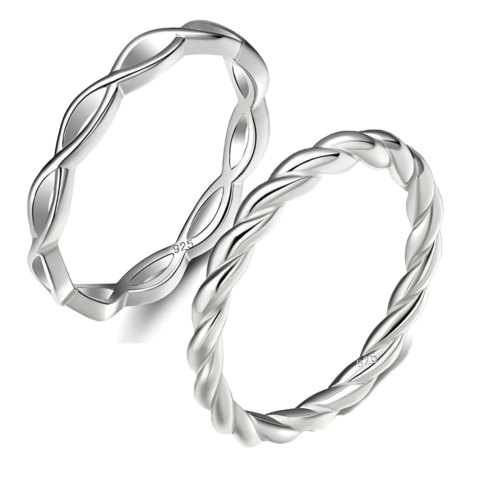925 silver cross twist ring for women on white background, US size 7, silver colour