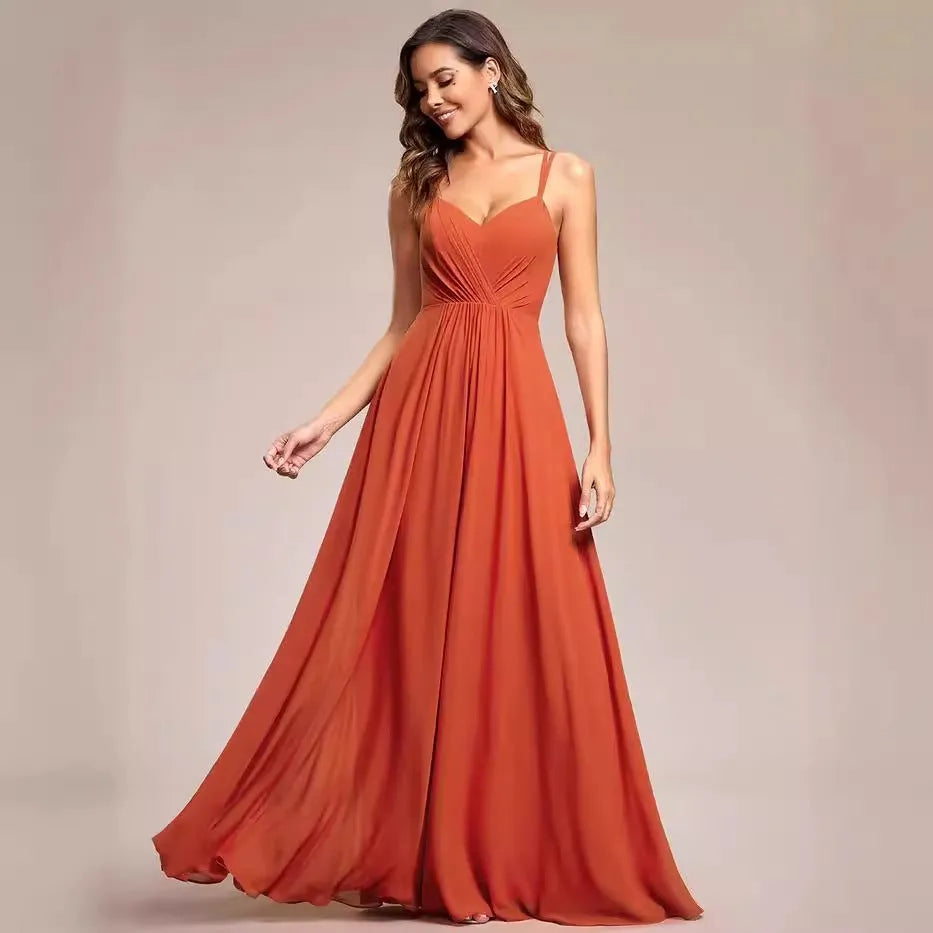 Women's sleeveless A-line maxi dress with long pleating detail in solid colour