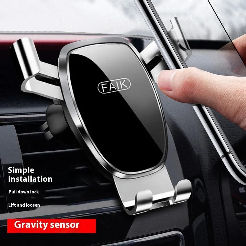 Car phone holder in silver with silicone pad, anti-shake shockproof for navigation support.