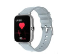 Black smart watch with 1.7-inch colour touch screen and adjustable strap on a wrist.