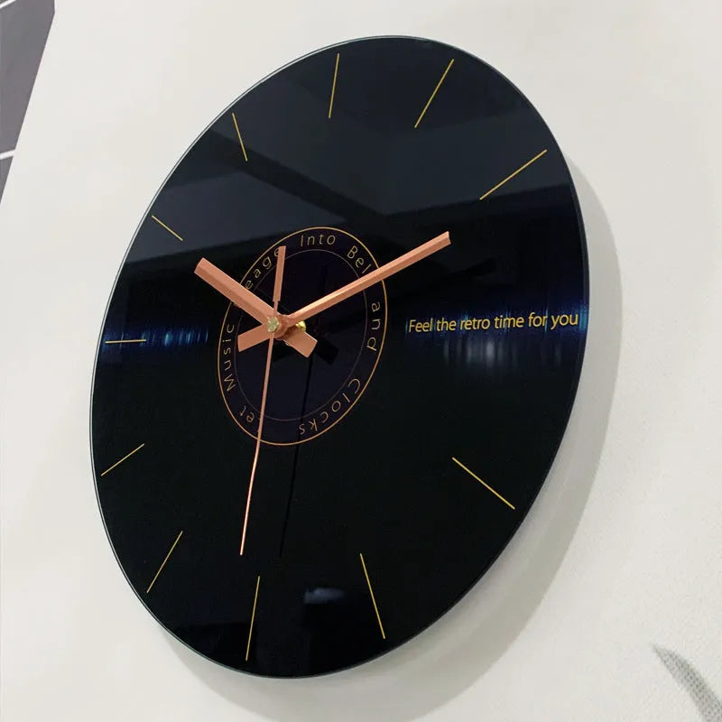 Retro 3D stereo acrylic vinyl record wall clock 12 inch 30cm with gold pointer