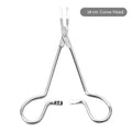 Stainless steel pet grooming tweezers with curved tip for ear cleaning and hair removal
