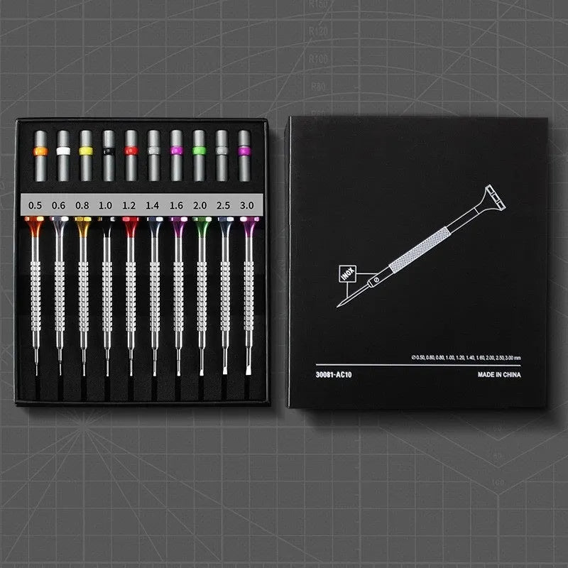 10-piece precision screwdriver kit for watch repair and telecommunications maintenance tools
