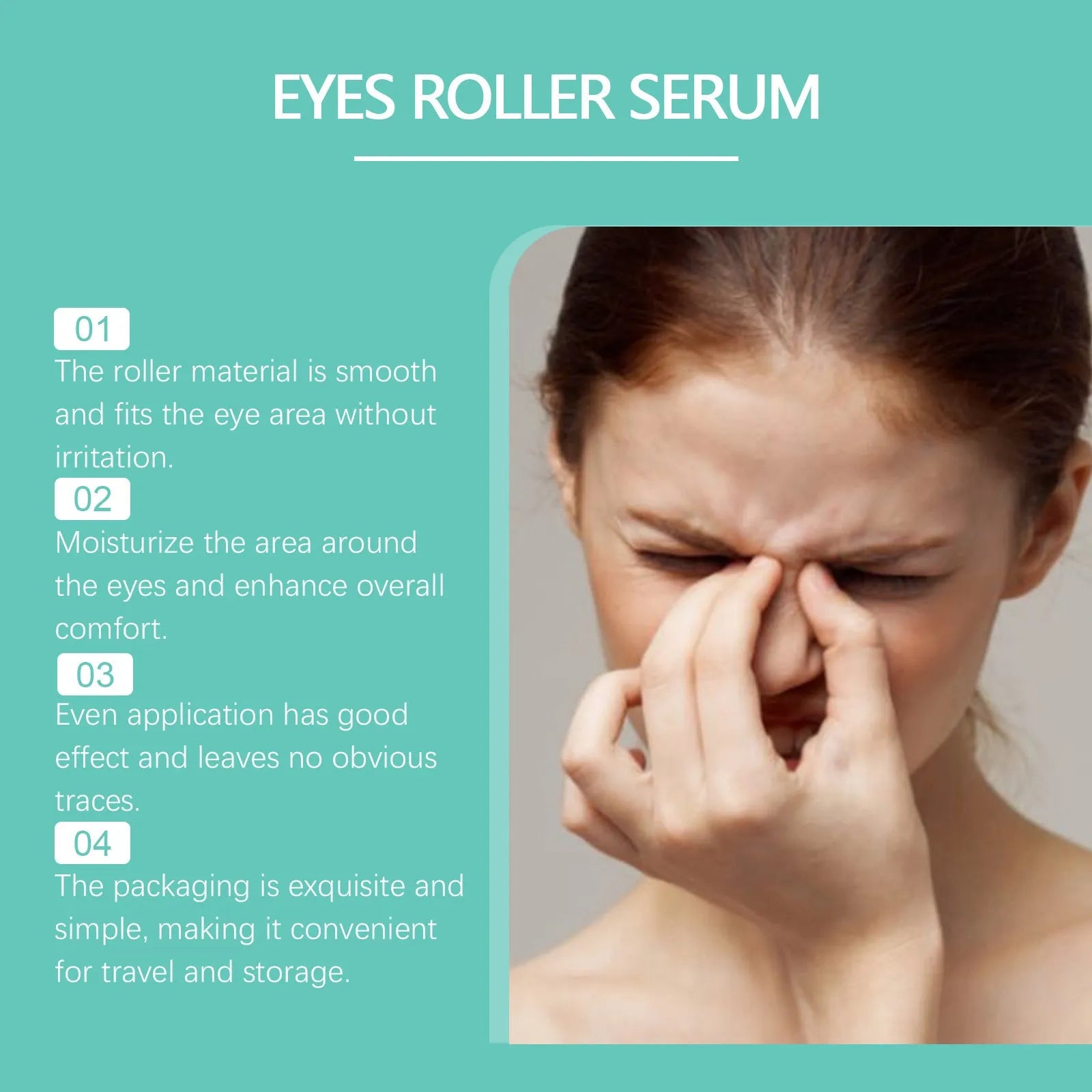 8ML tube of mild massage eye care ball gel with mentha piperita extract for cooling eye contour application.