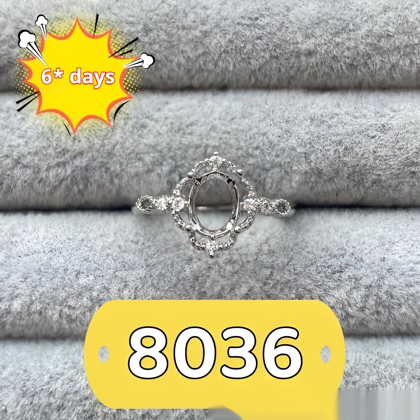 Oval denier ring with open mouth design, 6*8 main stone, and five-pointed star detail in electroplated copper