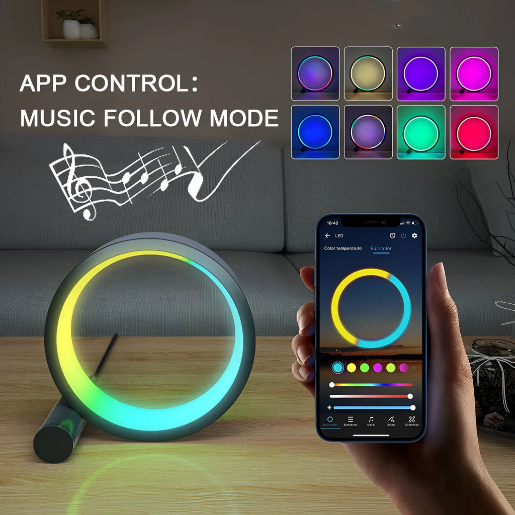 Aluminium alloy smart LED night light with music rhythm induction in 6-inch or 10-inch sizes