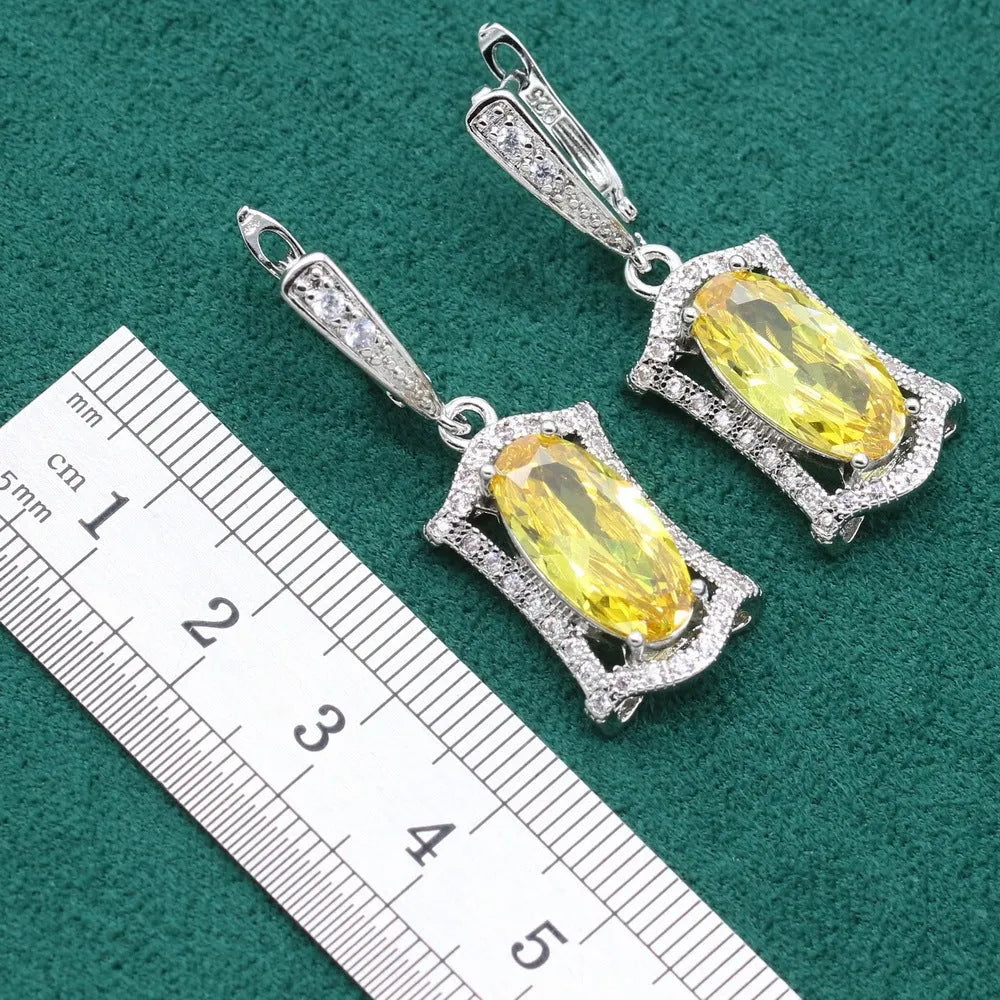 Anti-allergy zircon jewellery set with snake bone chain in yellow and olive colours