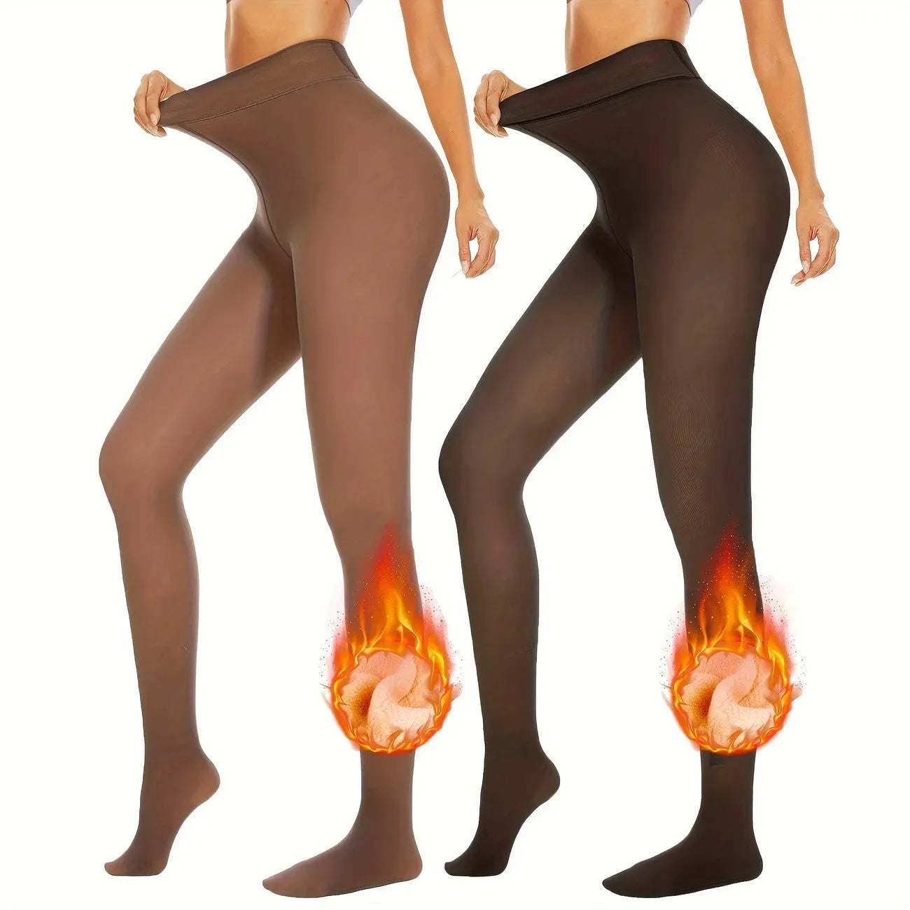 Anti-snagging keep warm outerwear leggings in nylon with wool lining in black, coffee, and silver silk colours.