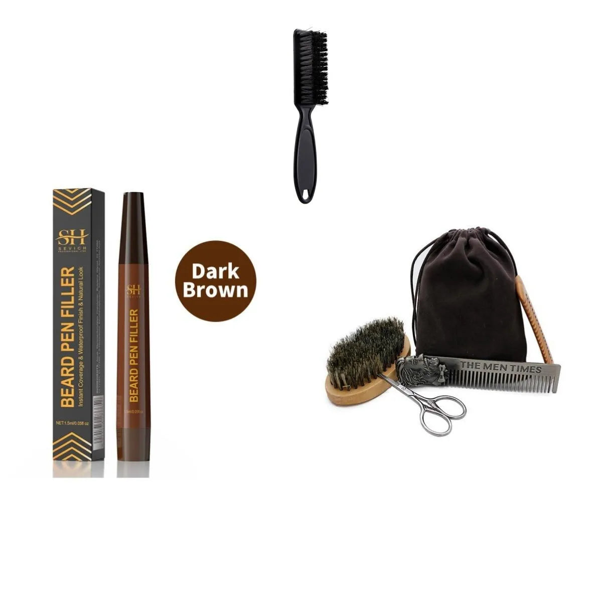 Men's sweatproof waterproof eyebrow pencil for beard and hairline filling in black and dark brown