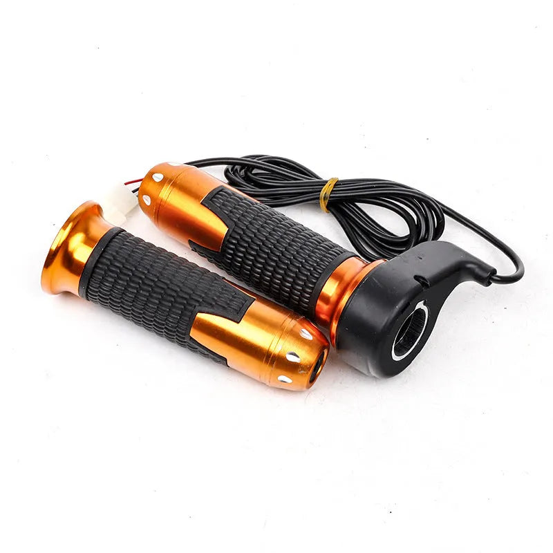 Three-speed rotating accelerator handle for electric three-wheel car modification, with integrated speaker, in red plastic finish.
