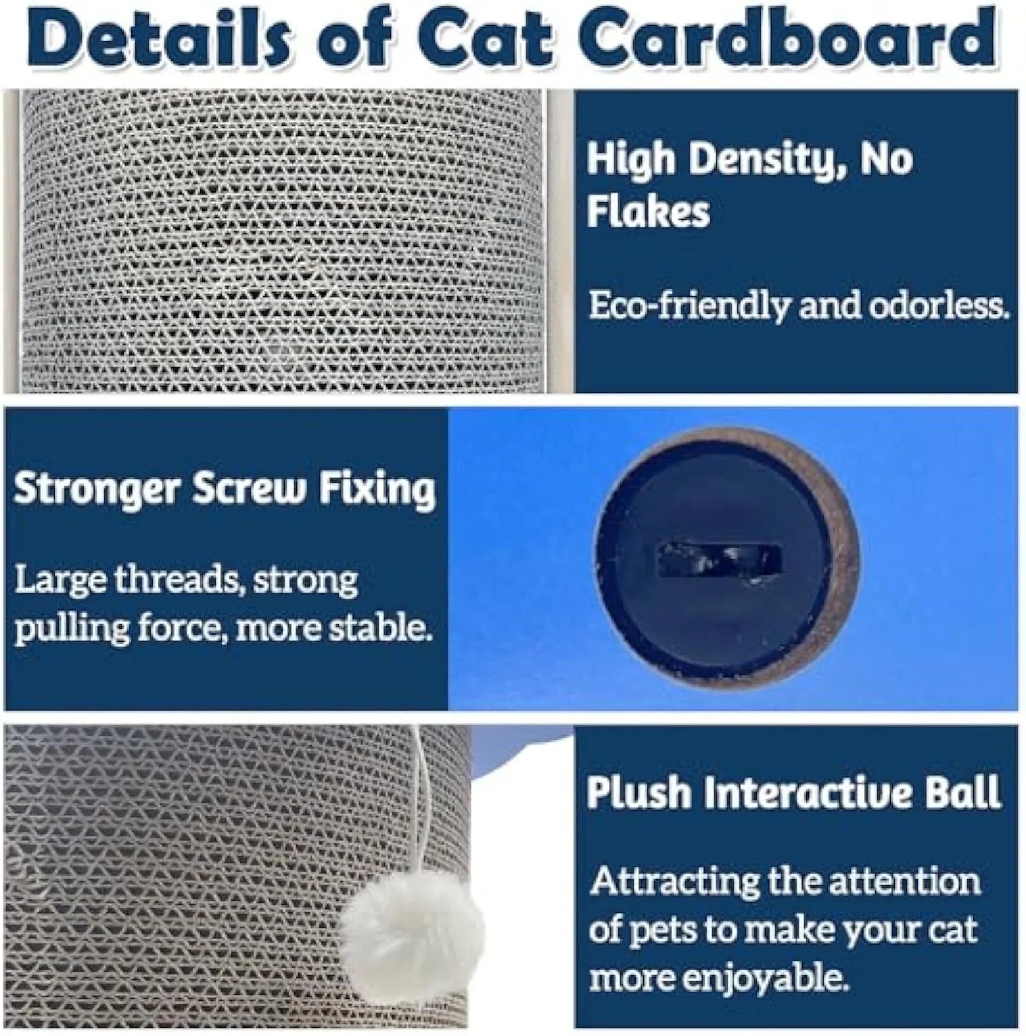 Cat corner scratcher cardboard pad for wall placement with hanging ball attachment