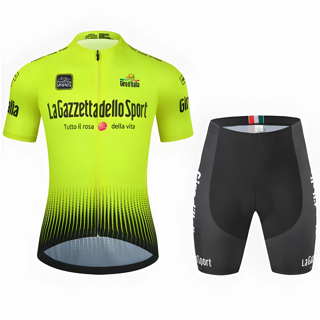 Short sleeve cycling jersey in breathable polyester fabric for summer road biking