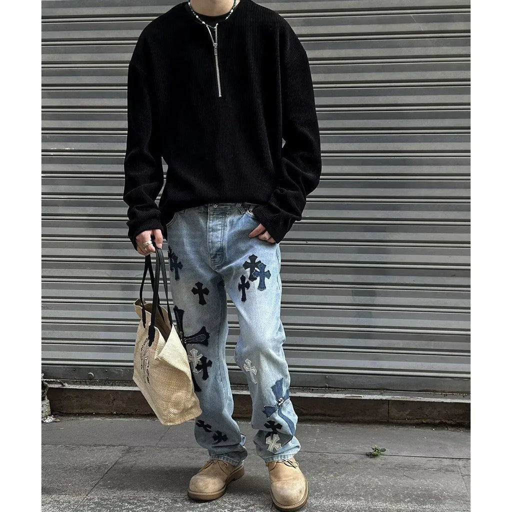 Solid colour loose fit long sleeve pullover top in grey, black, or apricot.