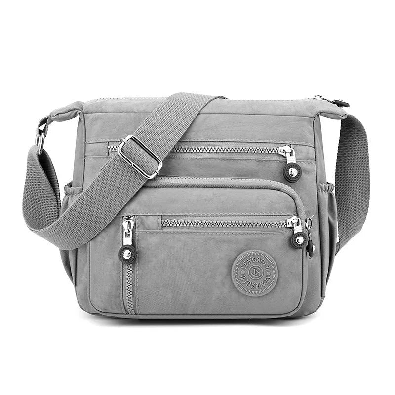 Nylon shoulder messenger bag in five colours with large capacity and soft square design