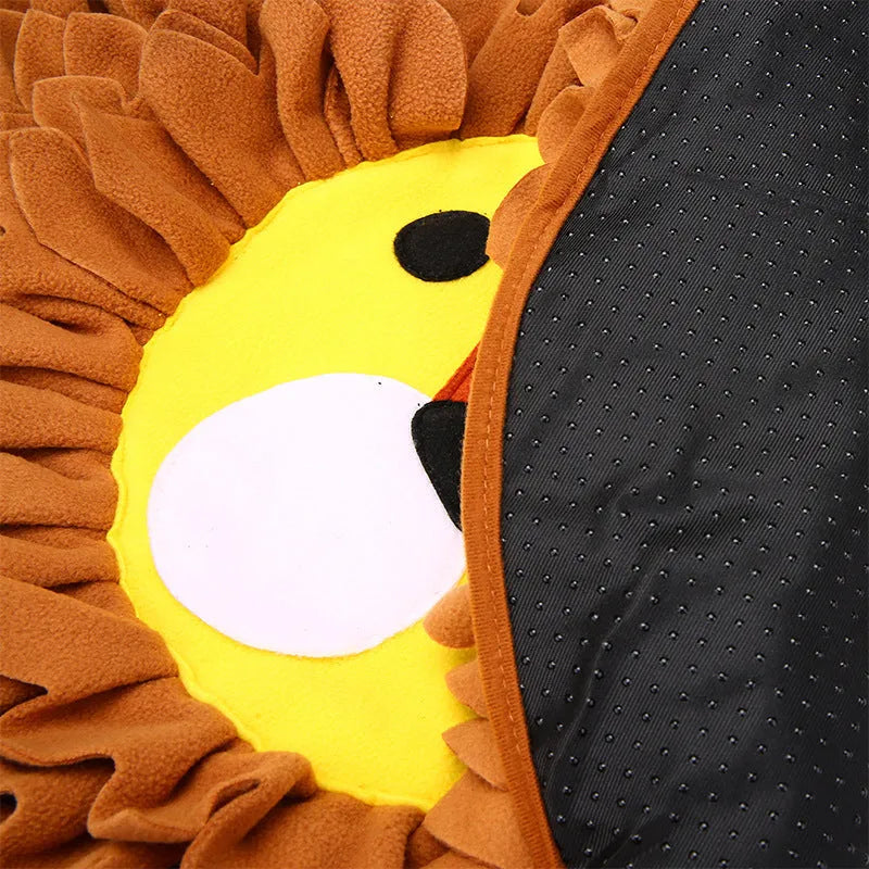 Brown lion design sniffing pad pet toy for dogs and cats, 33cm long