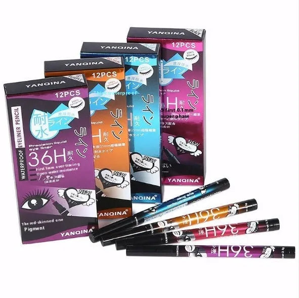 Gel eyeliner pencil in four colours: black, blue, brown, purple – waterproof and smudgeproof