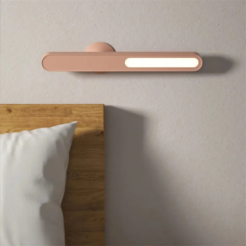 Geometric design desk lamp with magnetic base for wall mounting in white or khaki colour