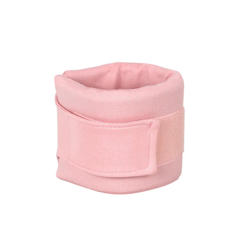 Soft fabric cat recovery collar in grey colour showing adjustable design for neck support