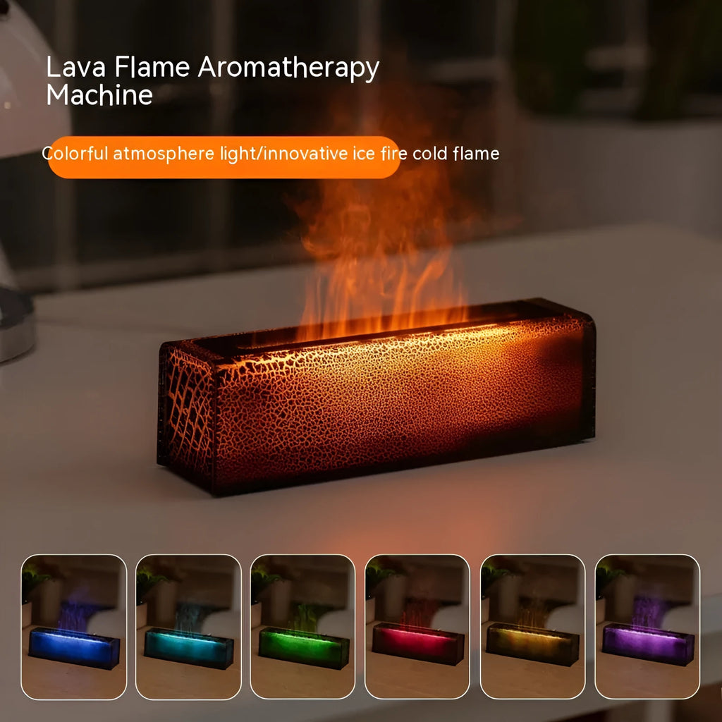 Creative lava style USB plug-in aroma diffuser and humidifier with LED lighting on a desktop