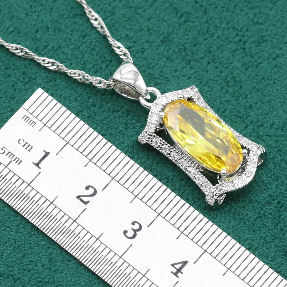 Anti-allergy zircon jewellery set with snake bone chain in yellow and olive colours