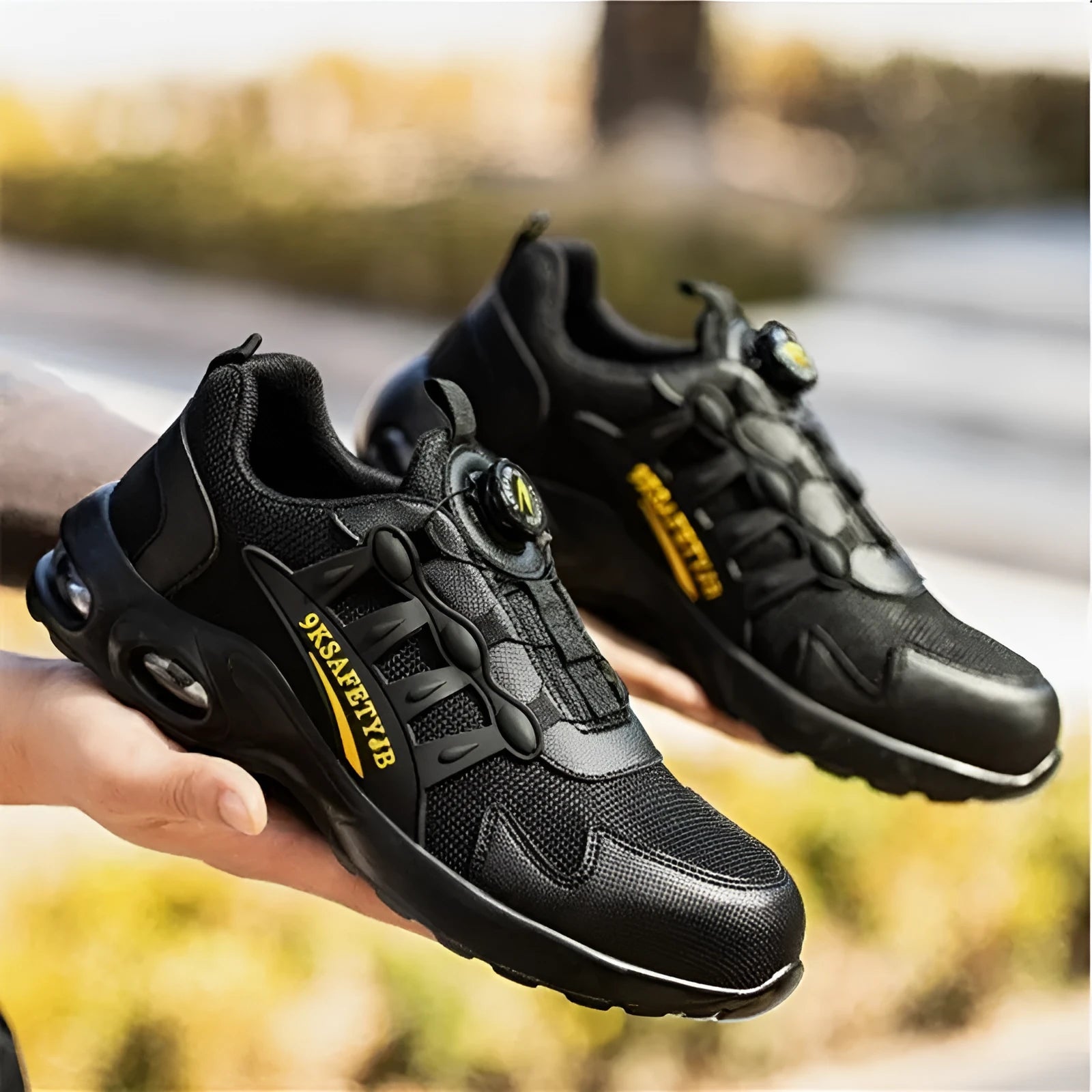 Breathable anti-smash anti-puncture safety shoes for men suede low top steel toe front lace up 818Black