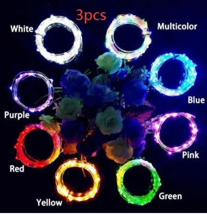 Flexible copper wire LED string lights with 20 warm white bulbs and plastic bottle stopper for wine bottle decoration