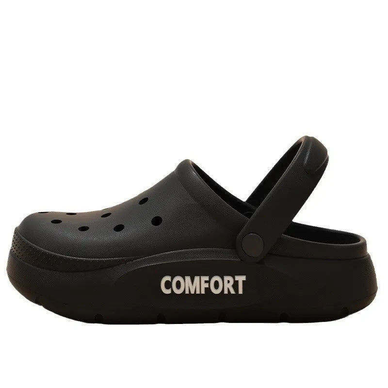 Men's perforated EVA casual shoes in four solid colours with cushioned sole and closed toe