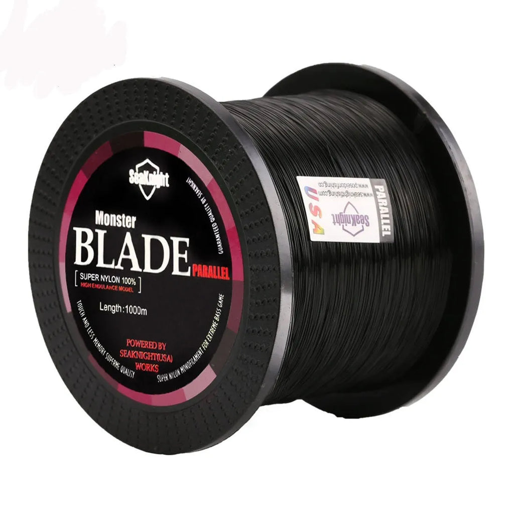 Seaknight1000 nylon fishing line spool in multiple colour options showing diameter size markings