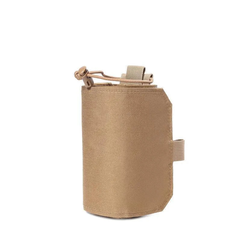 Adjustable black Oxford cloth bottle cover with strap, fitting a 750ml bottle for outdoor use.