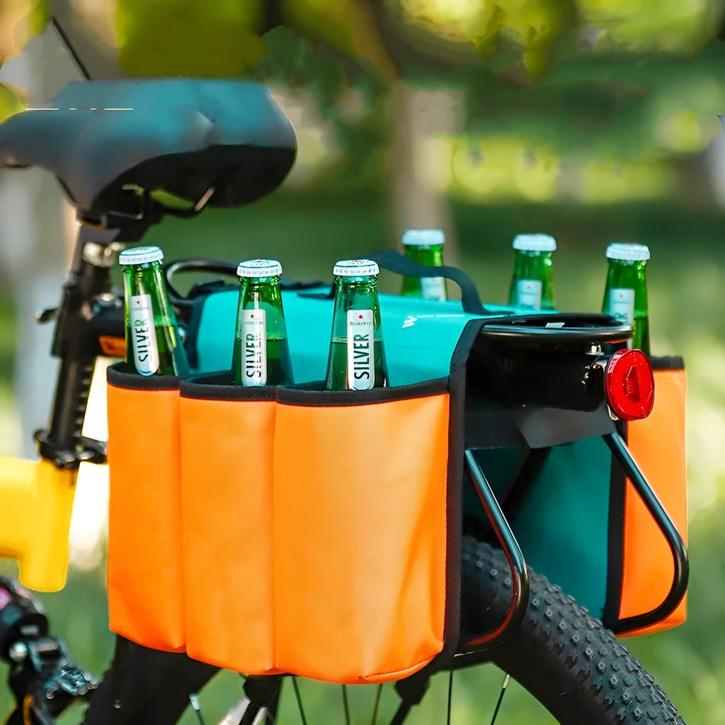 Black and orange blue bicycle drink storage bag with 2-litre capacity and double-sided anti-scratch design.