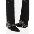 Women's frosted rivet pantyhose boots in ankle style with suede upper
