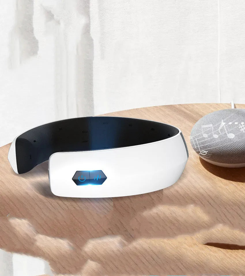 White USB-powered eye and cervical spine massage device with heat and vibration functions