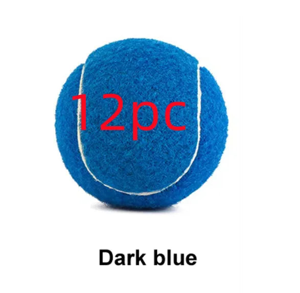 Bright pink, blue, yellow, green, and orange 6.3cm rubber tennis balls for dogs on grass.