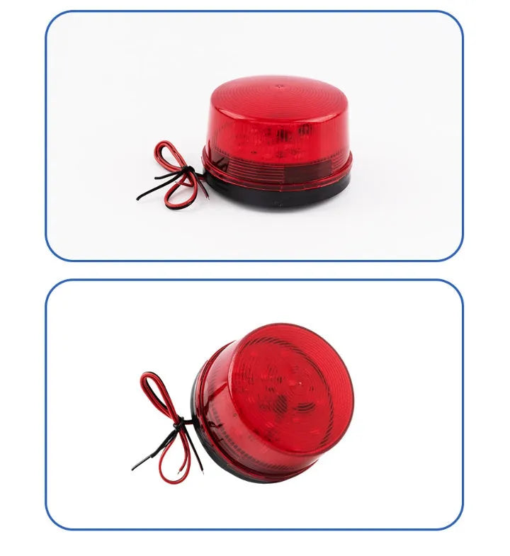 Ji'an Electronics HC-79 small red warning and alarm light with strobe, 73mm diameter.
