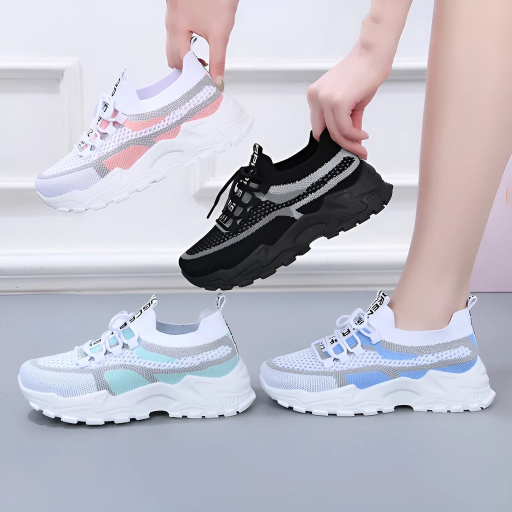 Outdoor fashion casual platform women's sneakers in black with PVC low top flat heel