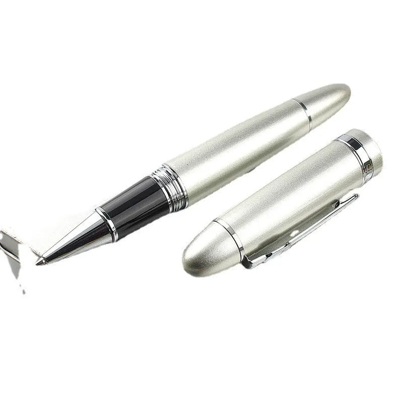 Metal ball pen with pearl bead body and gold clip, 0.5mm tip, in red and gold finish