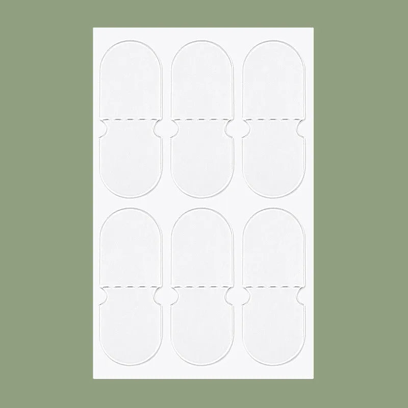 Transparent disposable ear patches on backing paper showing 0.1cm thickness and frosted/clear colour options