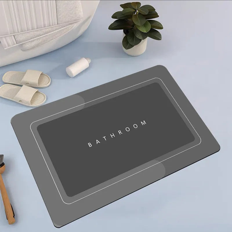 Modern diatom mud floor mat with natural rubber base in blue colour option