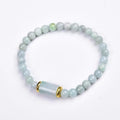 Natural Myanmar jade bracelet with round emerald ice jade beads in ethnic geometric design