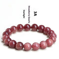 Natural strawberry quartz bracelet in starlight cherry red colour with geometrically shaped crystal beads