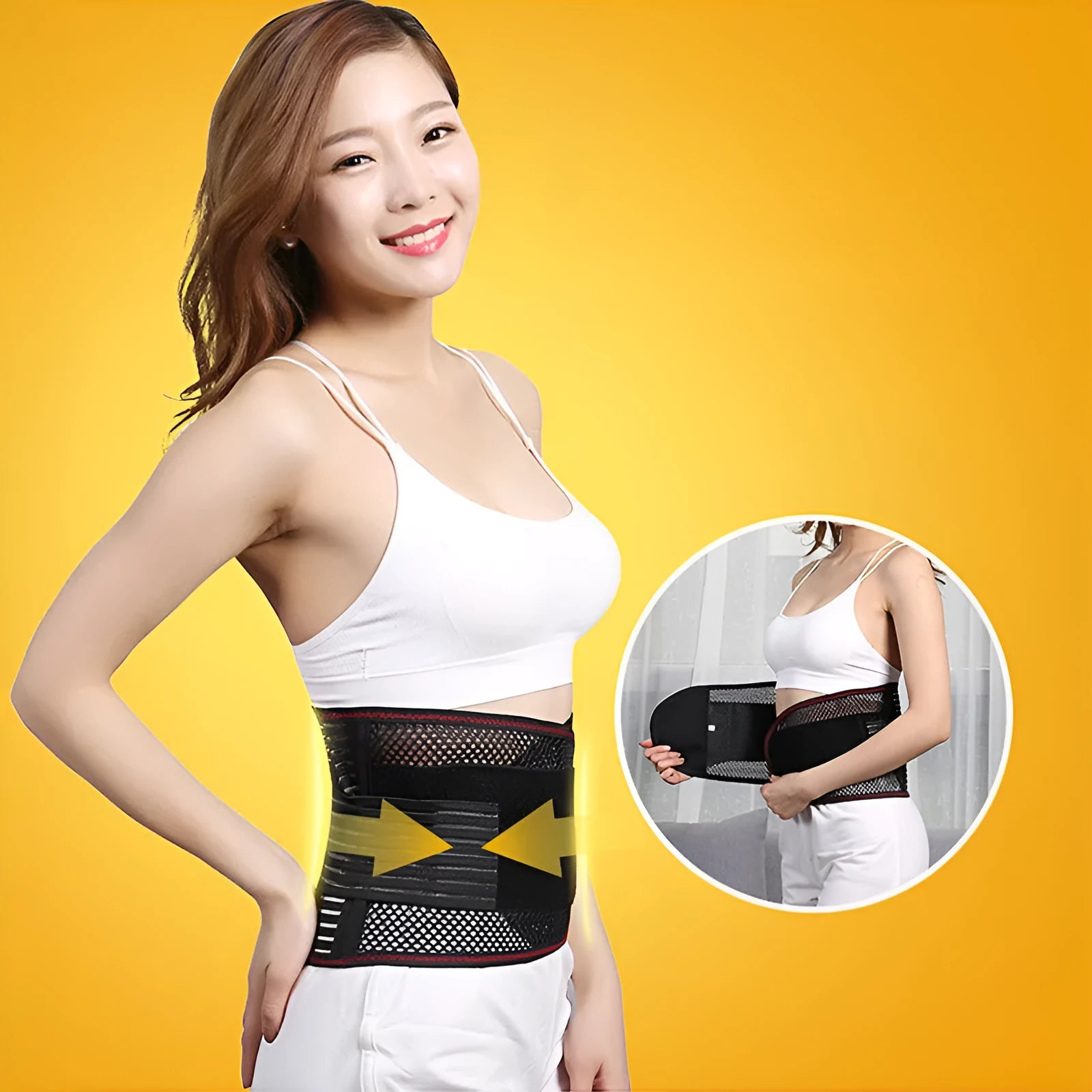 Black adult sports waist support belt with steel plate for lumbar protection