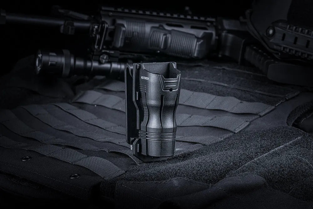 Nylon Glass Fiber 360-degree Rotating V6 Tactical Torch Quick Pull Sleeve Holster Black for Flashlights 27-30mm Head Diameter Waist Belt Up to 50mm Quick Draw Sleeve for TA30 TA15 TA01 TA10 E6 E51 P60 PA5 P5G T5 T7 TA40